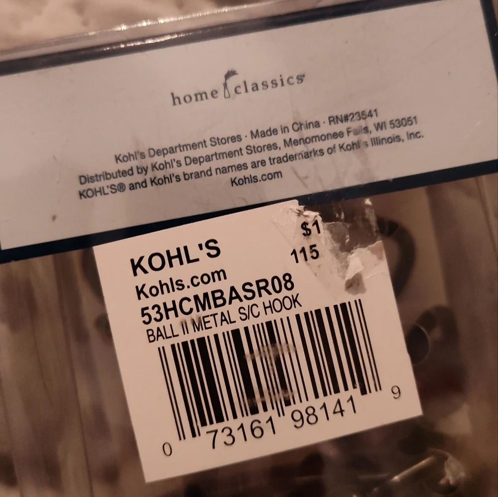 NWT! Home Classics Shower Hooks (12ct)